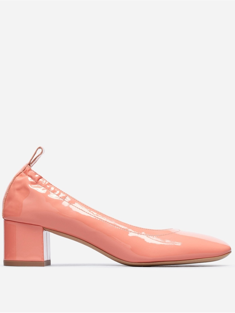 Everlane The Day Heel Coral Pink Peach Patent Leather Block Heel 7.5 Ballet
